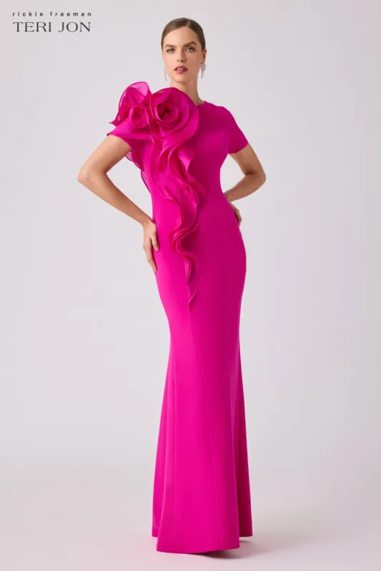 Stretch Crepe Formal Ruffle Gown sold by Teri Jon