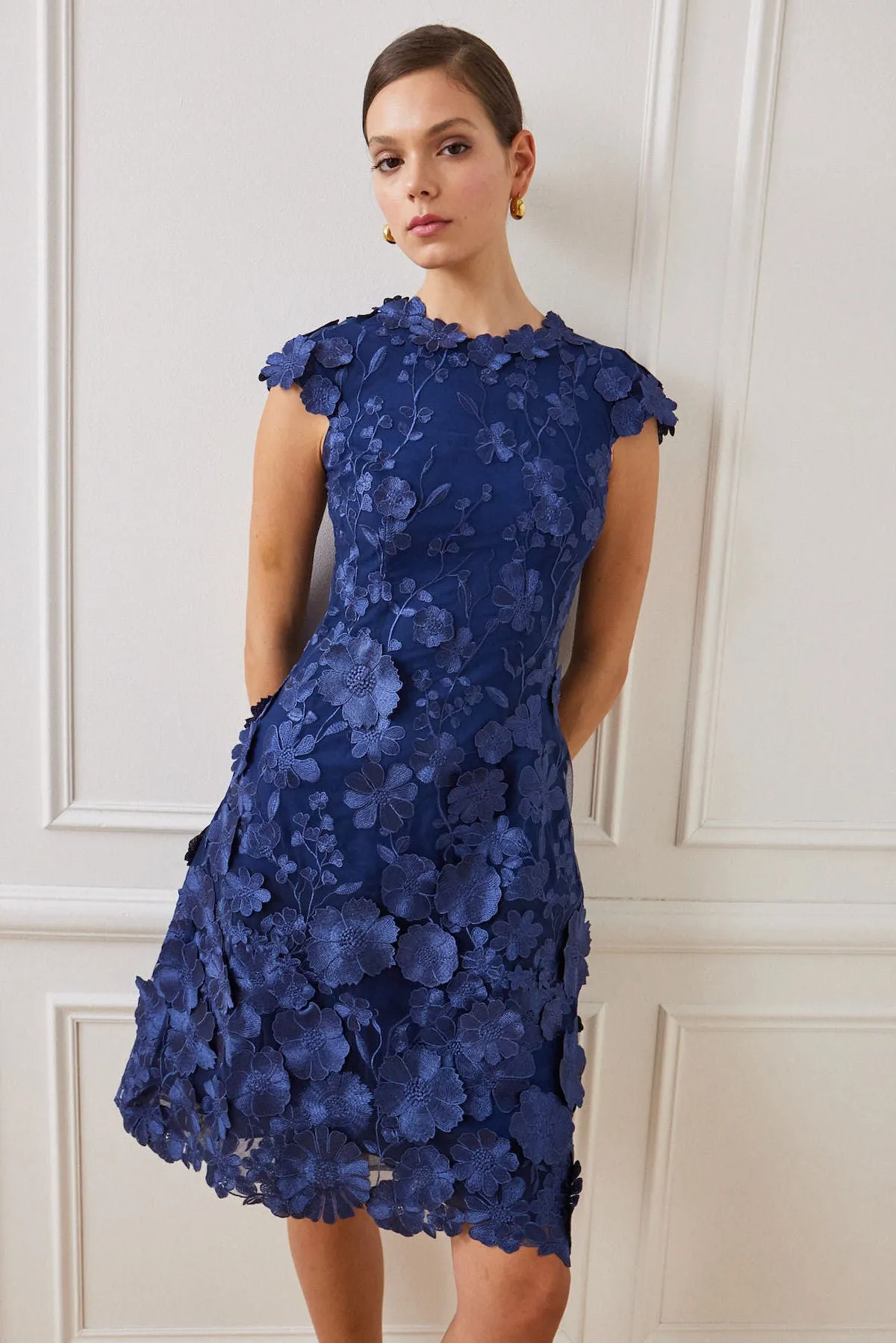3D Appliquéd Floral Lace Fit-And-Flare Dress sold by Teri Jon product image thumbnail 2