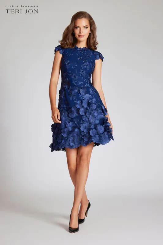 3D Appliquéd Floral Lace Fit-And-Flare Dress sold by Teri Jon