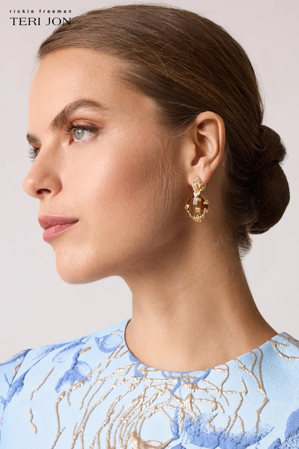 Crystal Dangle Hoop Earrings sold by Teri Jon product image thumbnail 2