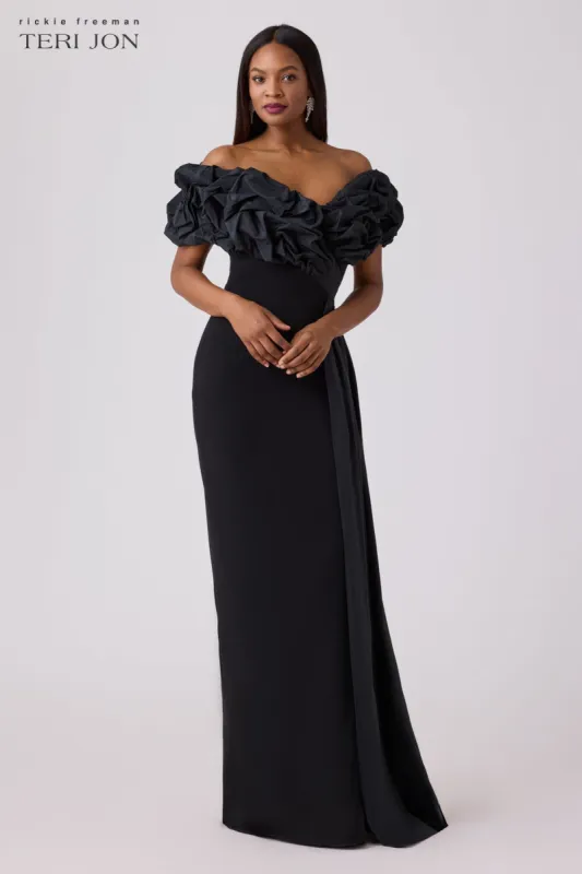 Scrunch Taffeta And Crepe Formal Evening Gown sold by Teri Jon