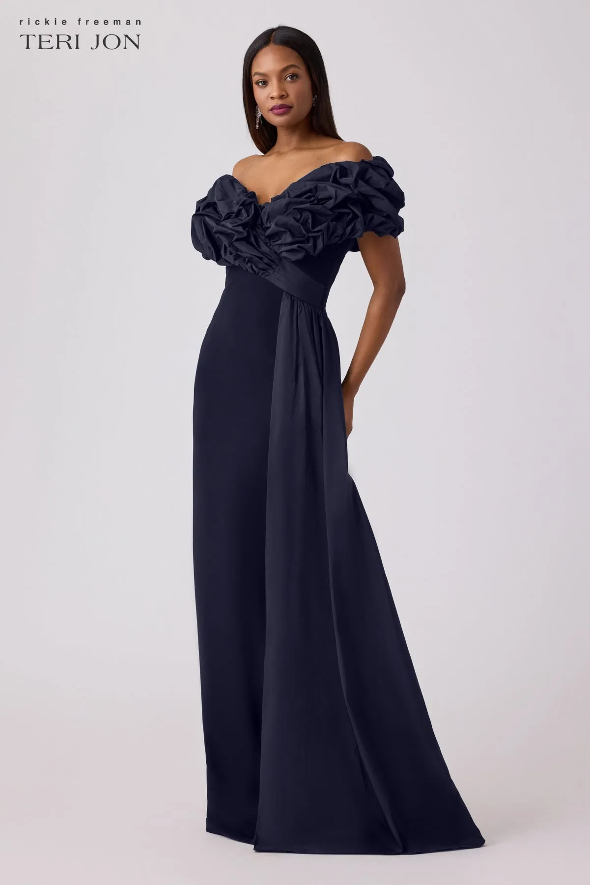 Scrunch Taffeta And Crepe Formal Evening Gown sold by Teri Jon product image thumbnail 4