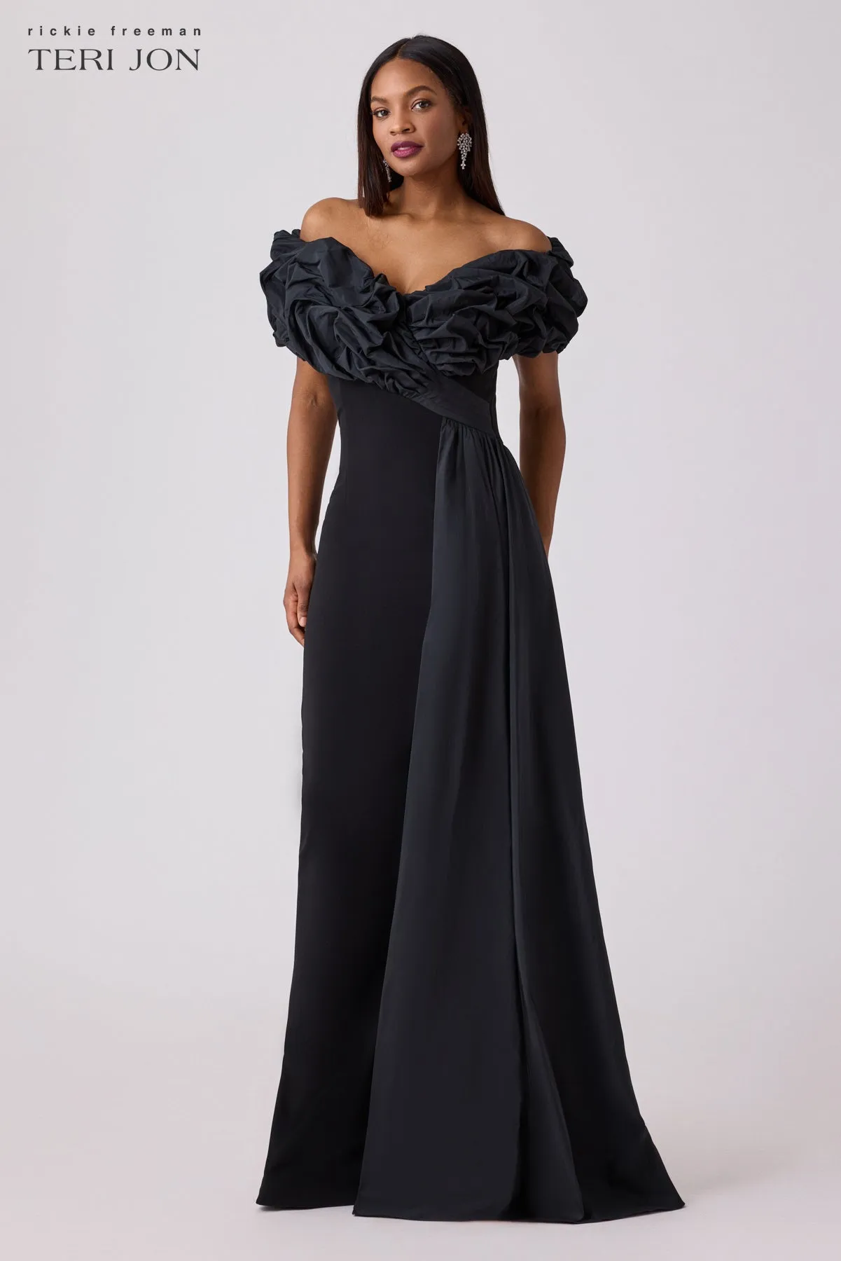 Scrunch Taffeta And Crepe Formal Evening Gown sold by Teri Jon product image thumbnail 3