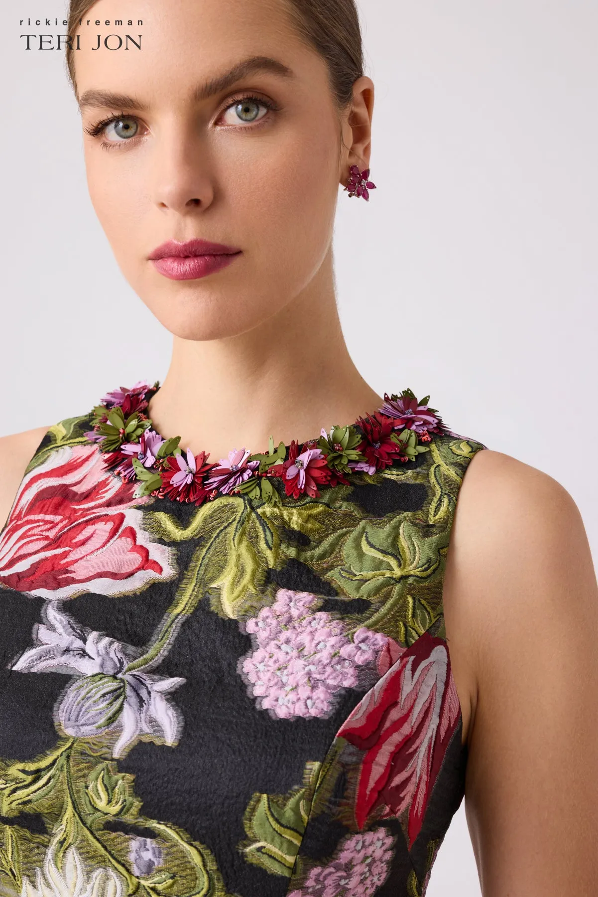 Floral Jacquard Halter Dress sold by Teri Jon product image thumbnail 4