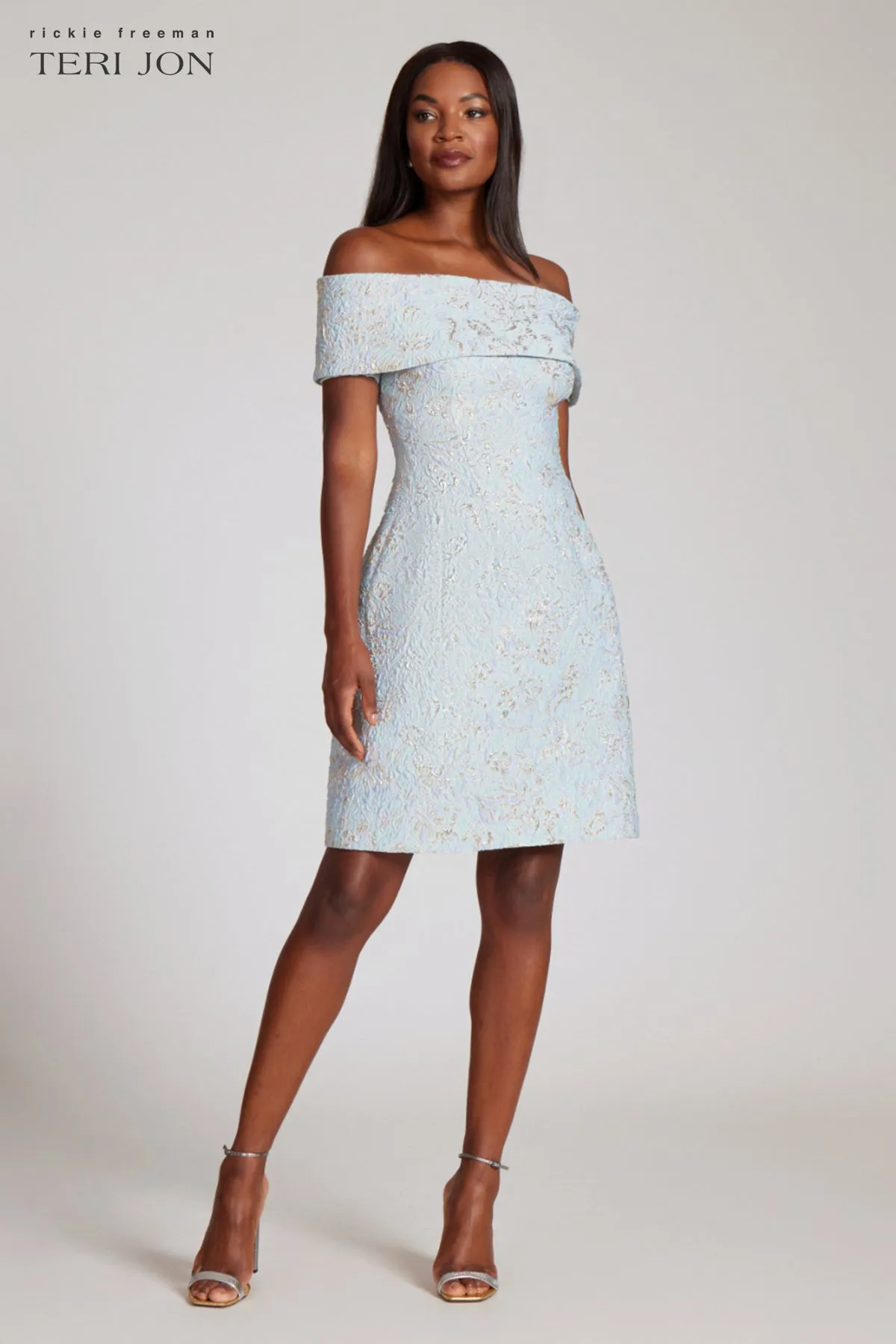 Jacquard Off The Shoulder Fit And Flare Dress sold by Teri Jon product image thumbnail 3