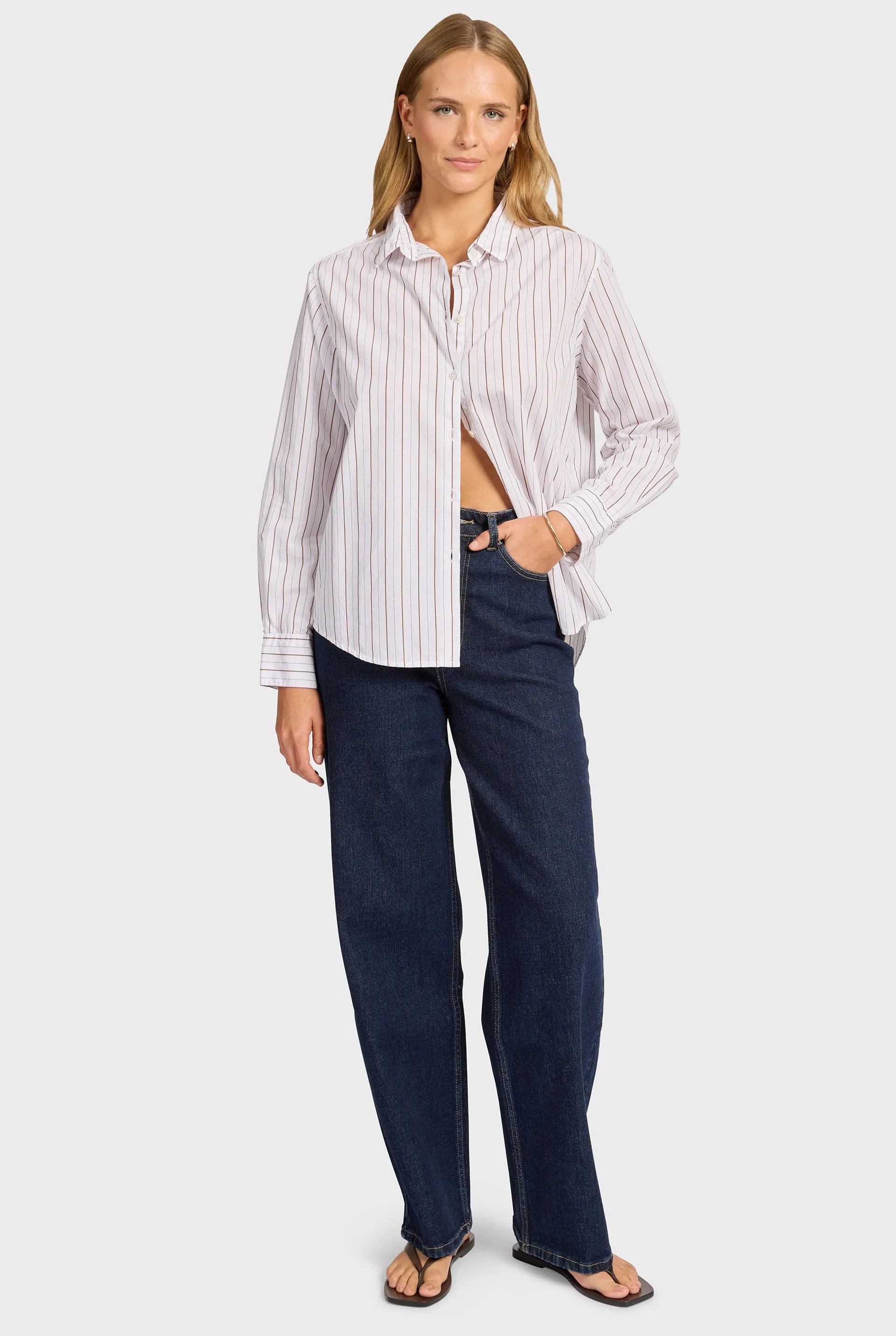 Alma Stripe Poplin Shirt sold by The Academy Brand product image thumbnail 3