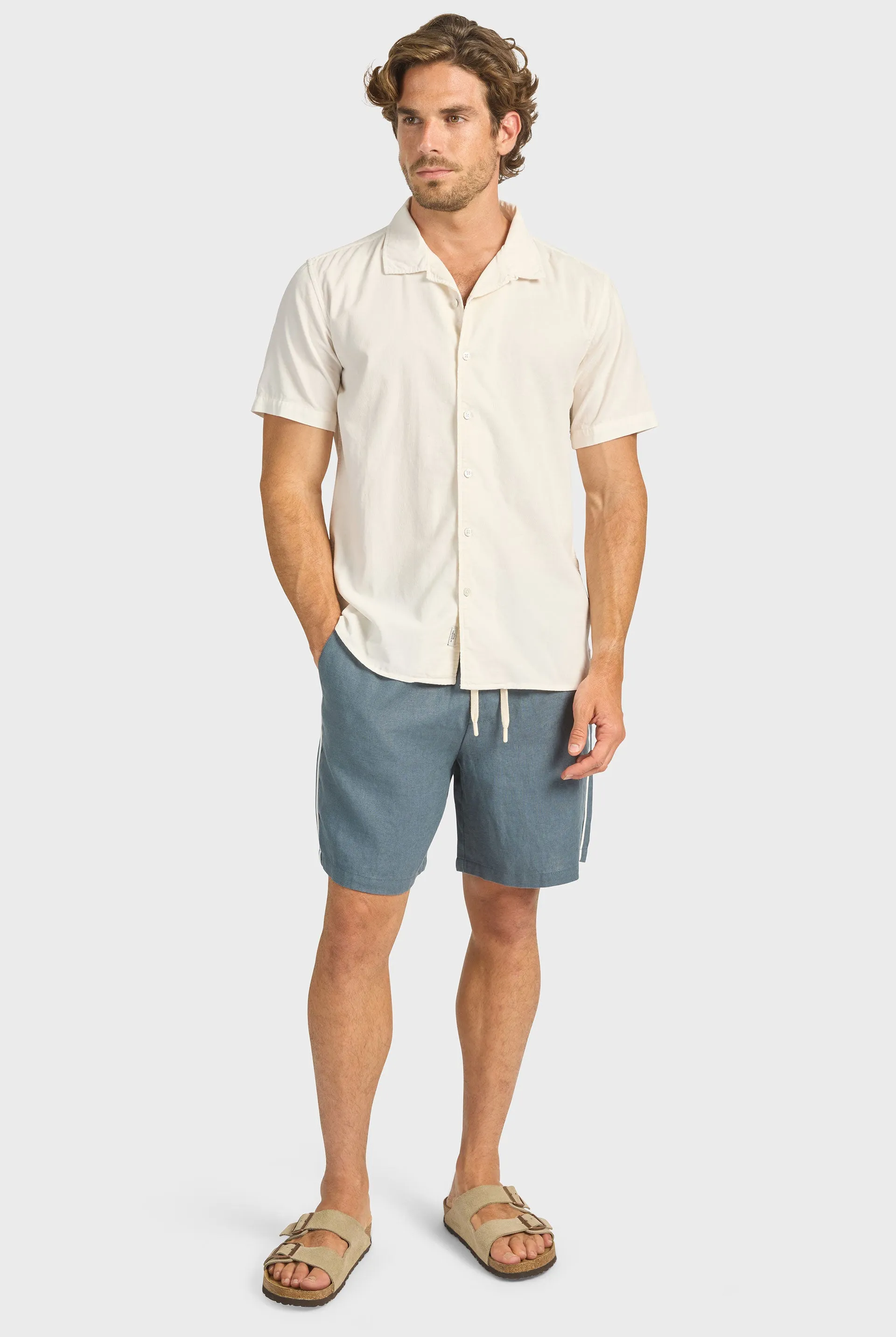 Jeff Piped Linen Short sold by The Academy Brand