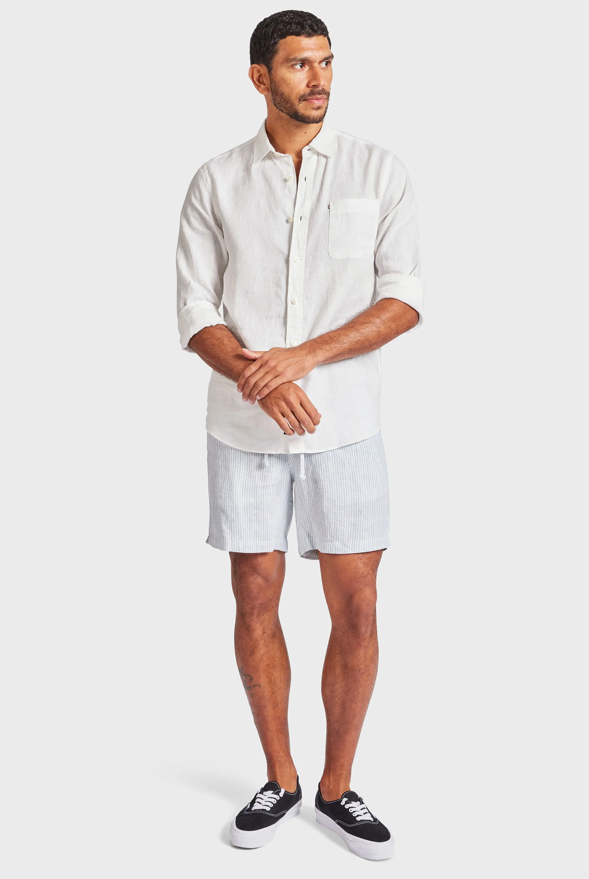 Stripe Riviera Linen Short sold by The Academy Brand product image thumbnail 2