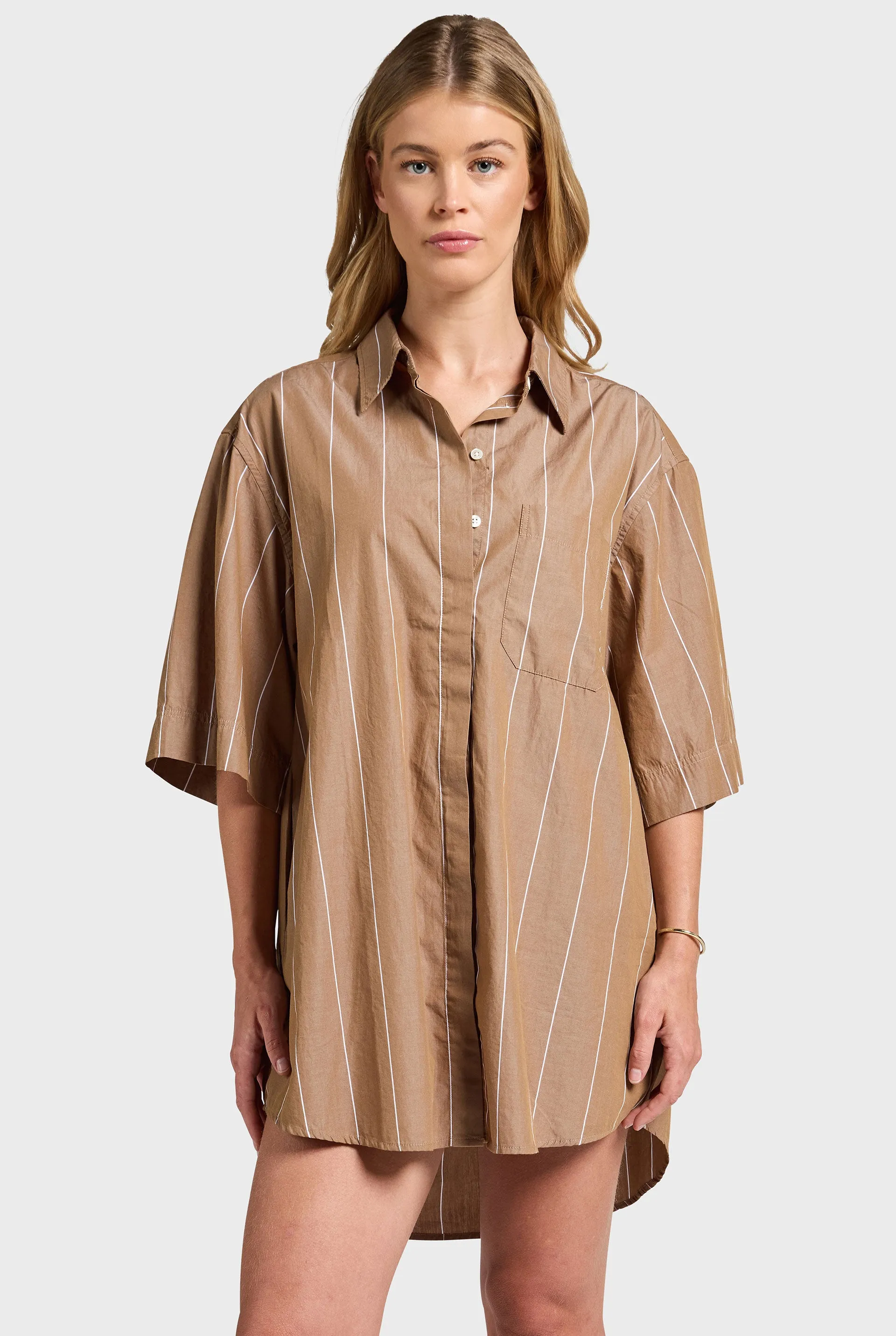 Alma Stripe Poplin Shirt Dress sold by The Academy Brand product image thumbnail 3