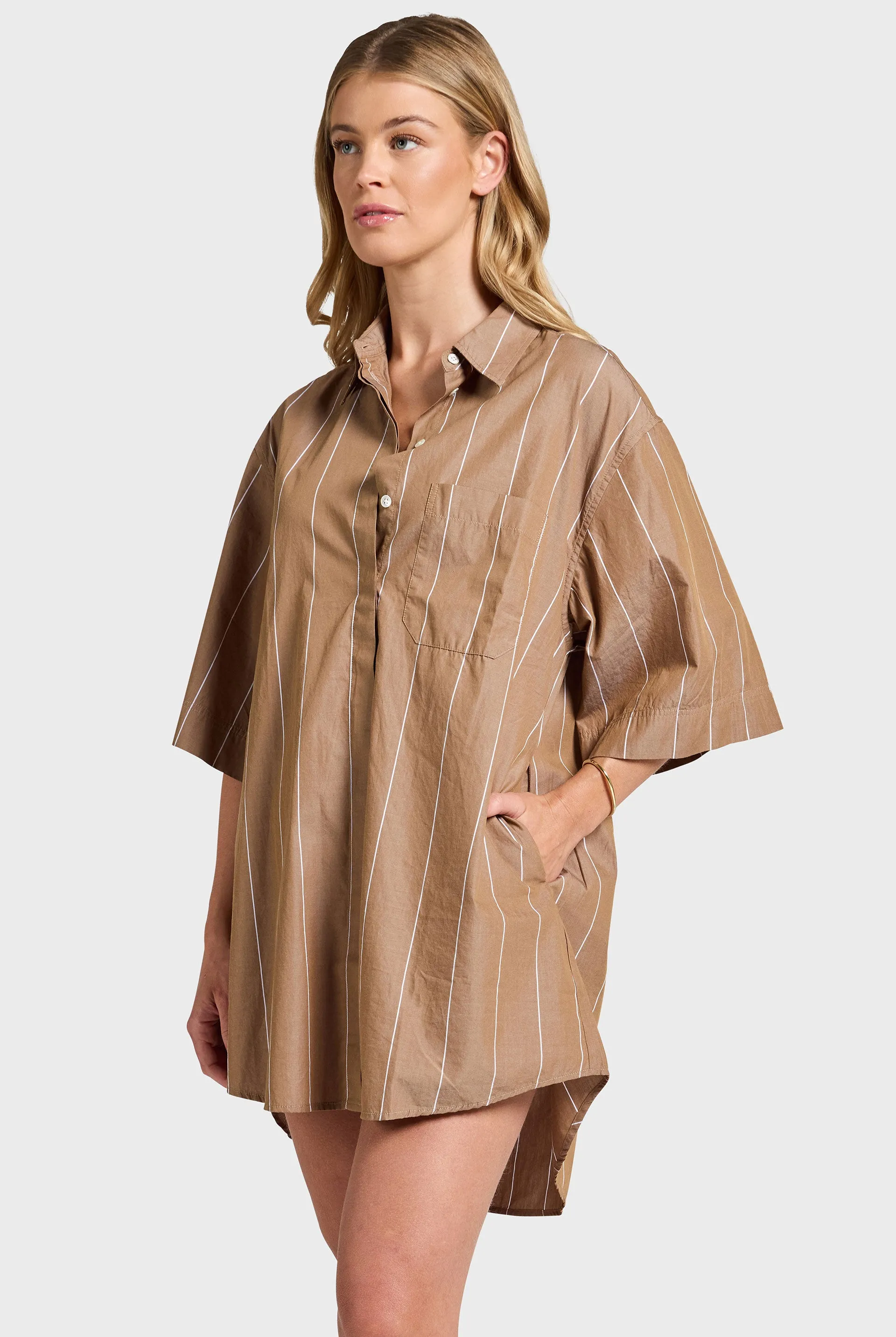 Alma Stripe Poplin Shirt Dress sold by The Academy Brand product image thumbnail 4