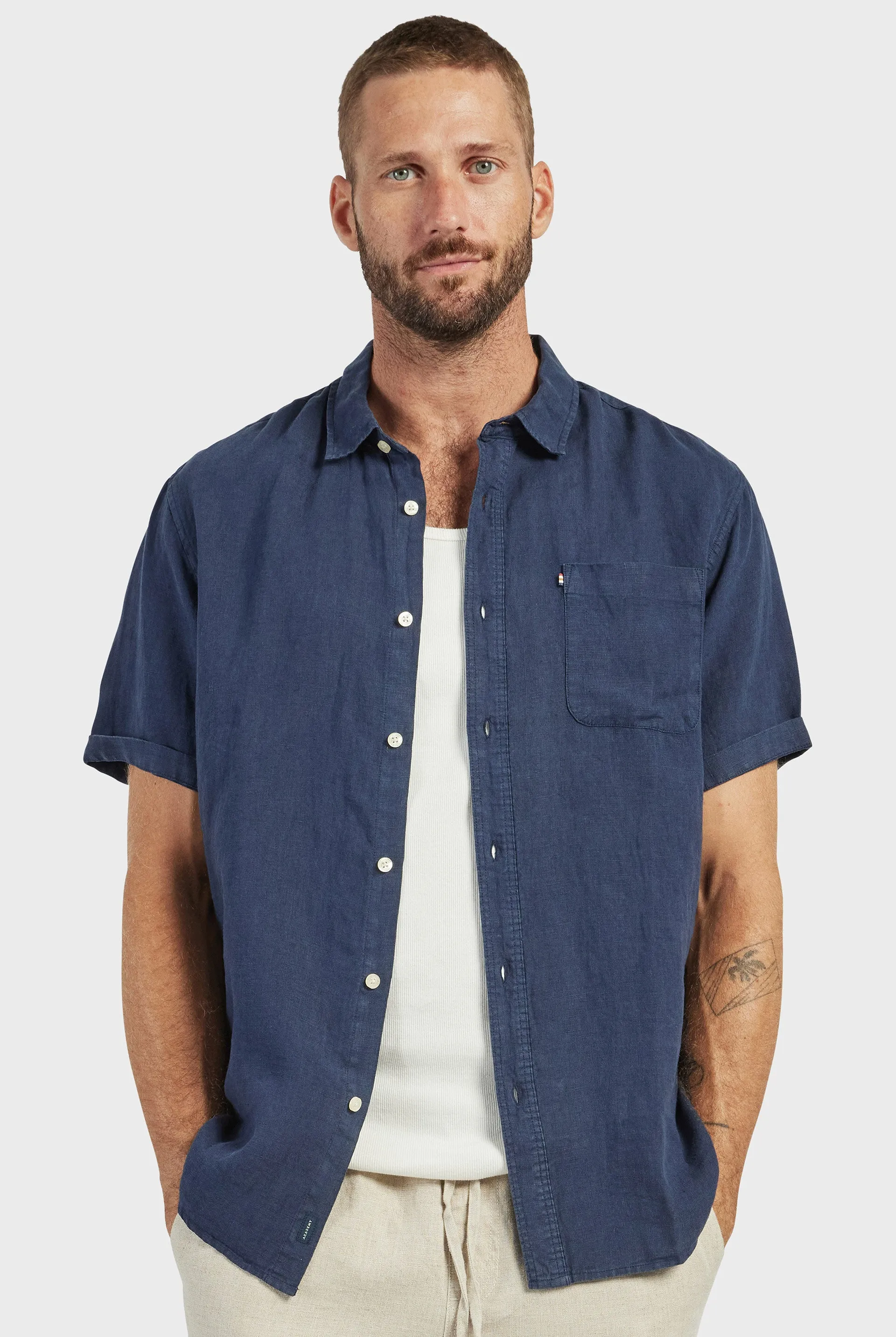 Hampton Linen S/S Shirt sold by The Academy Brand product image thumbnail 3