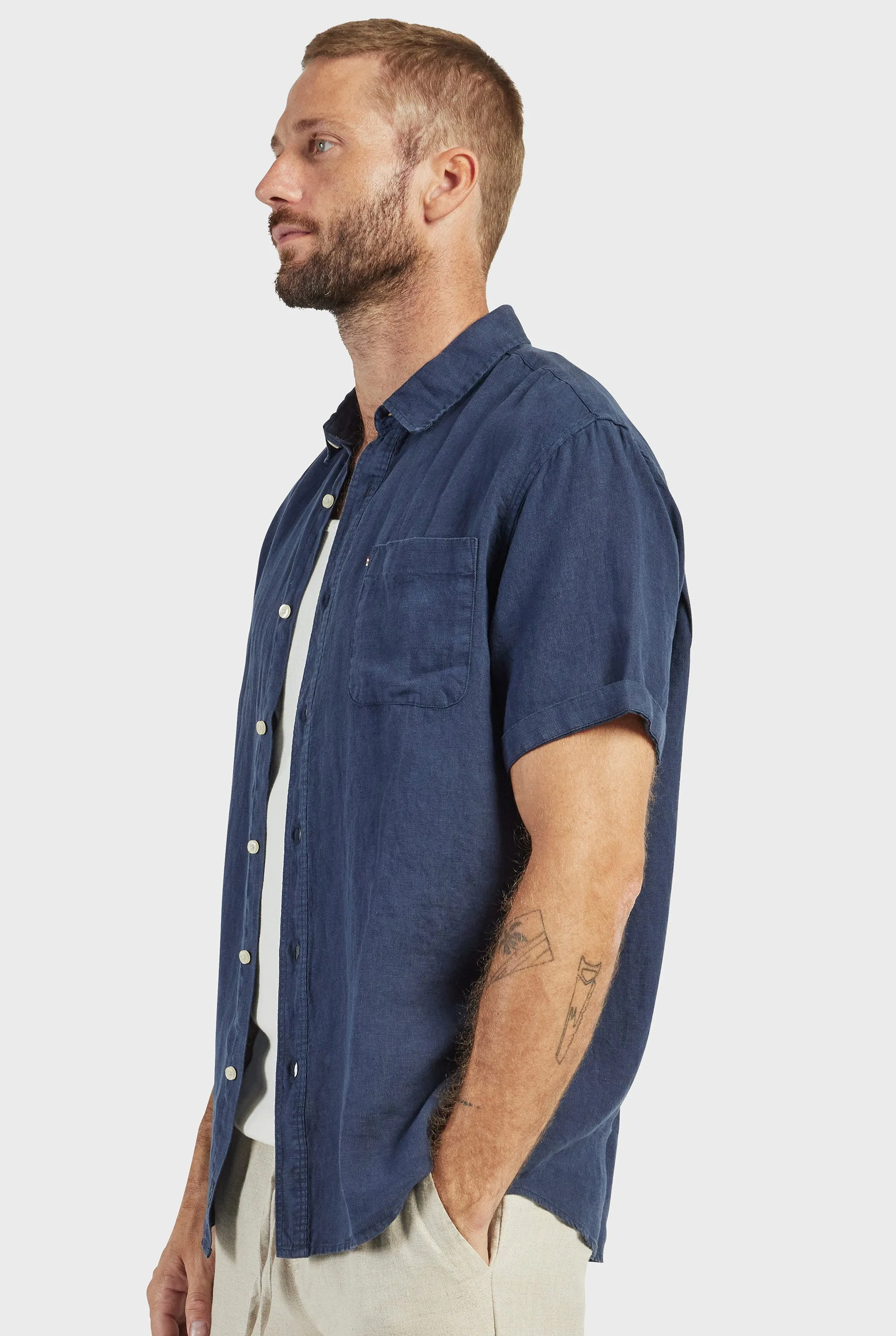Hampton Linen S/S Shirt sold by The Academy Brand product image thumbnail 4