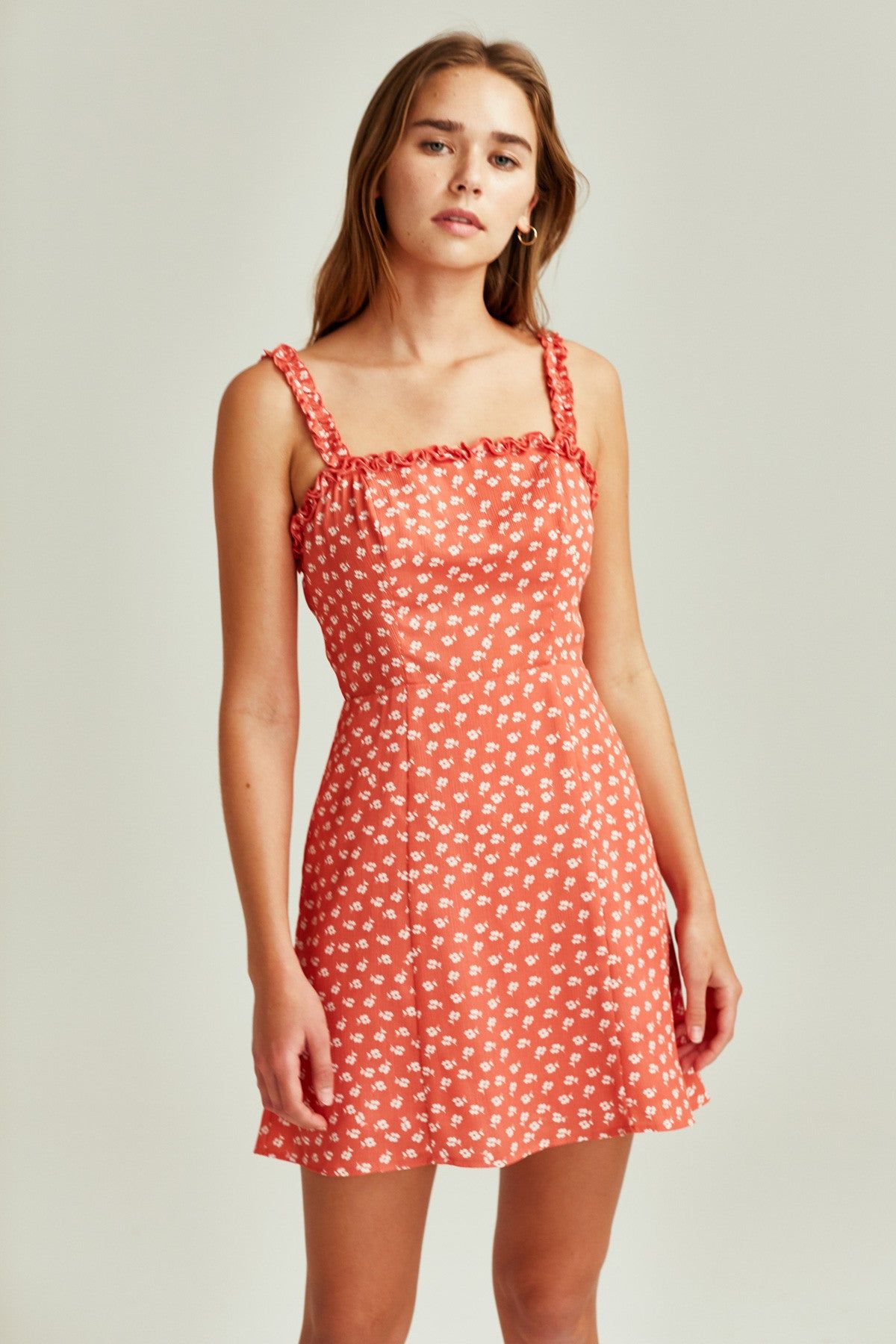 KALEIDOSCOPE DRESS coral w ivory floral sold by The Fifth Label product image thumbnail 3