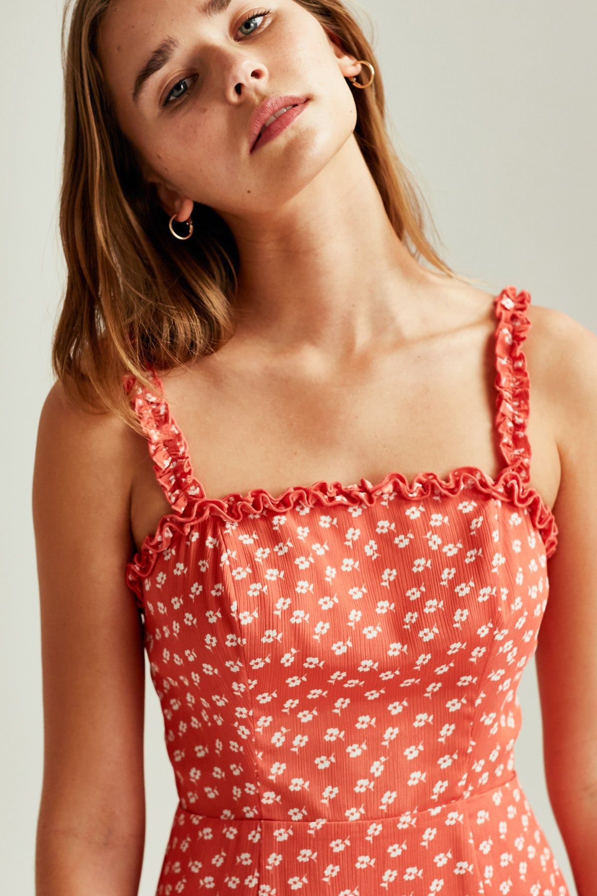 KALEIDOSCOPE DRESS coral w ivory floral sold by The Fifth Label product image thumbnail 2