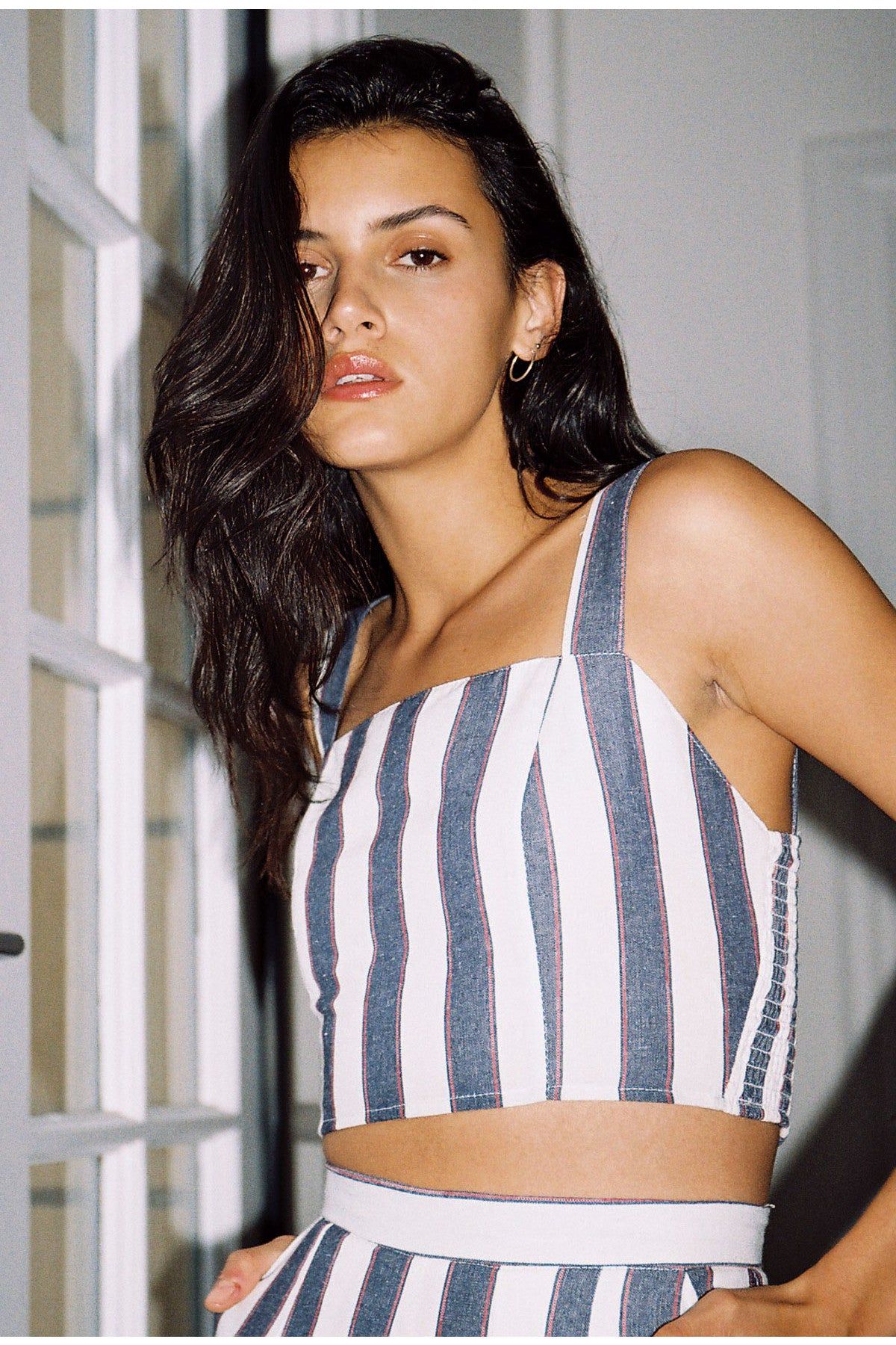 SEQUENCE STRIPE TOP navy w ivory sold by The Fifth Label