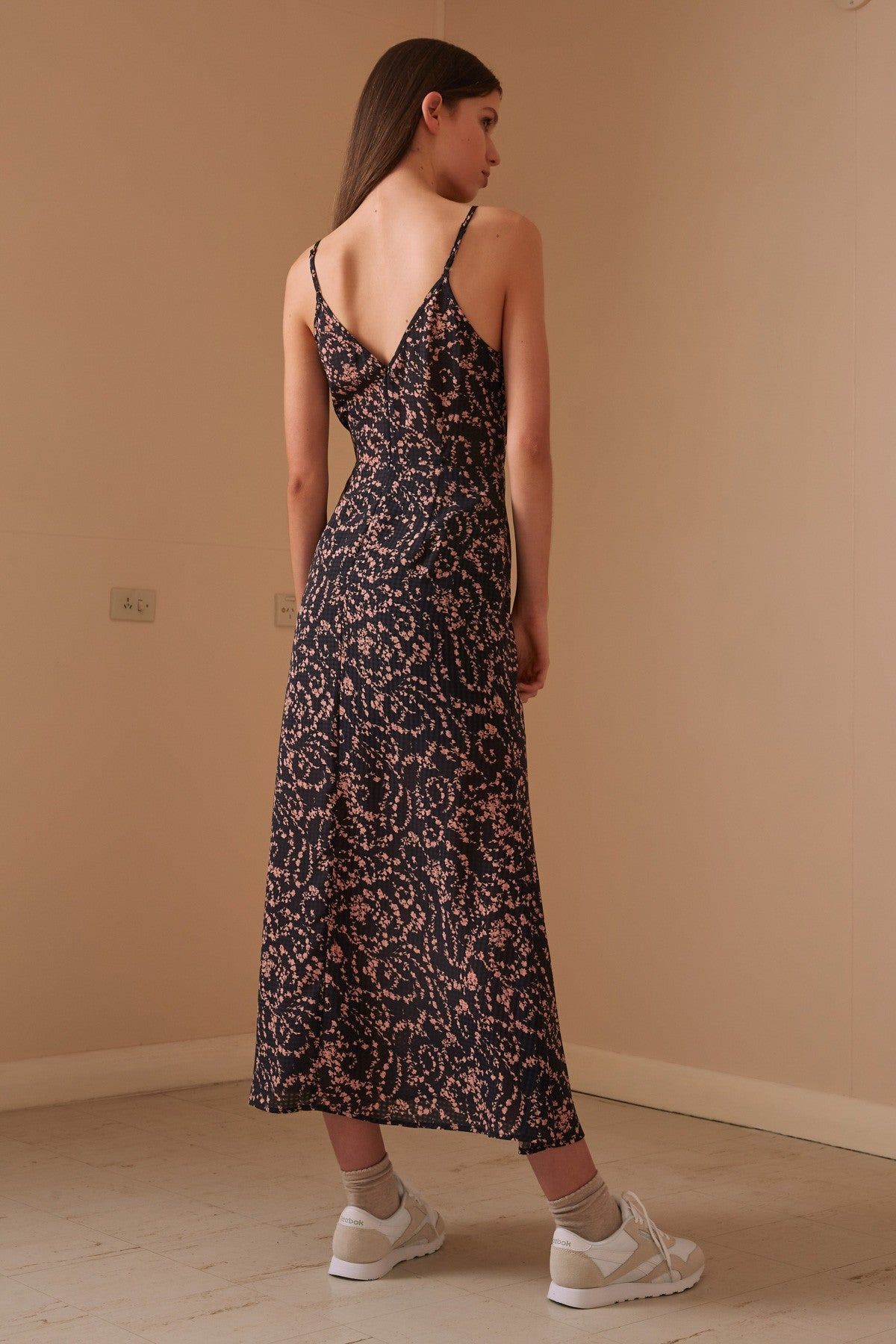 DAHLIA MIDI DRESS black floral gingham sold by The Fifth Label product image thumbnail 4