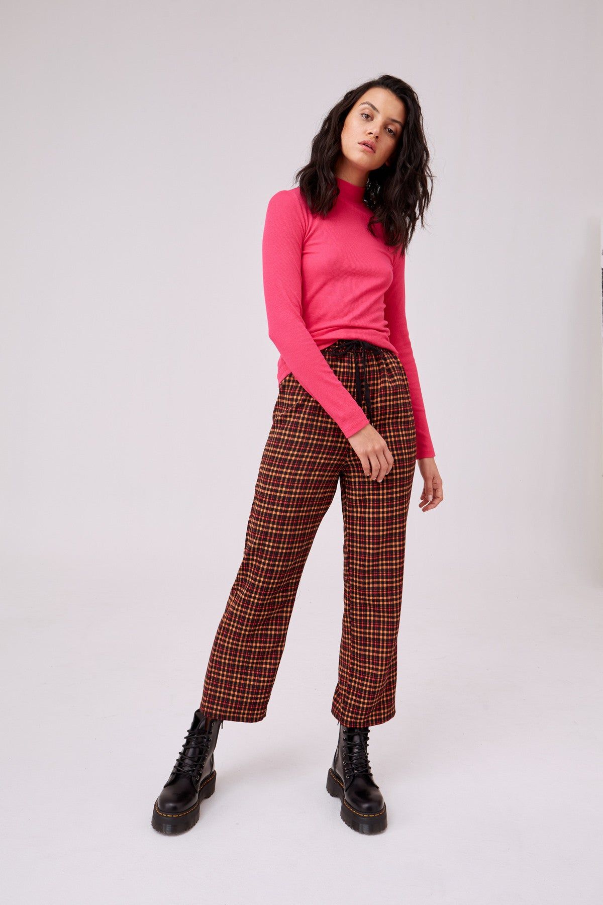 HONORS CHECK PANT orange w black sold by The Fifth Label product image thumbnail 3