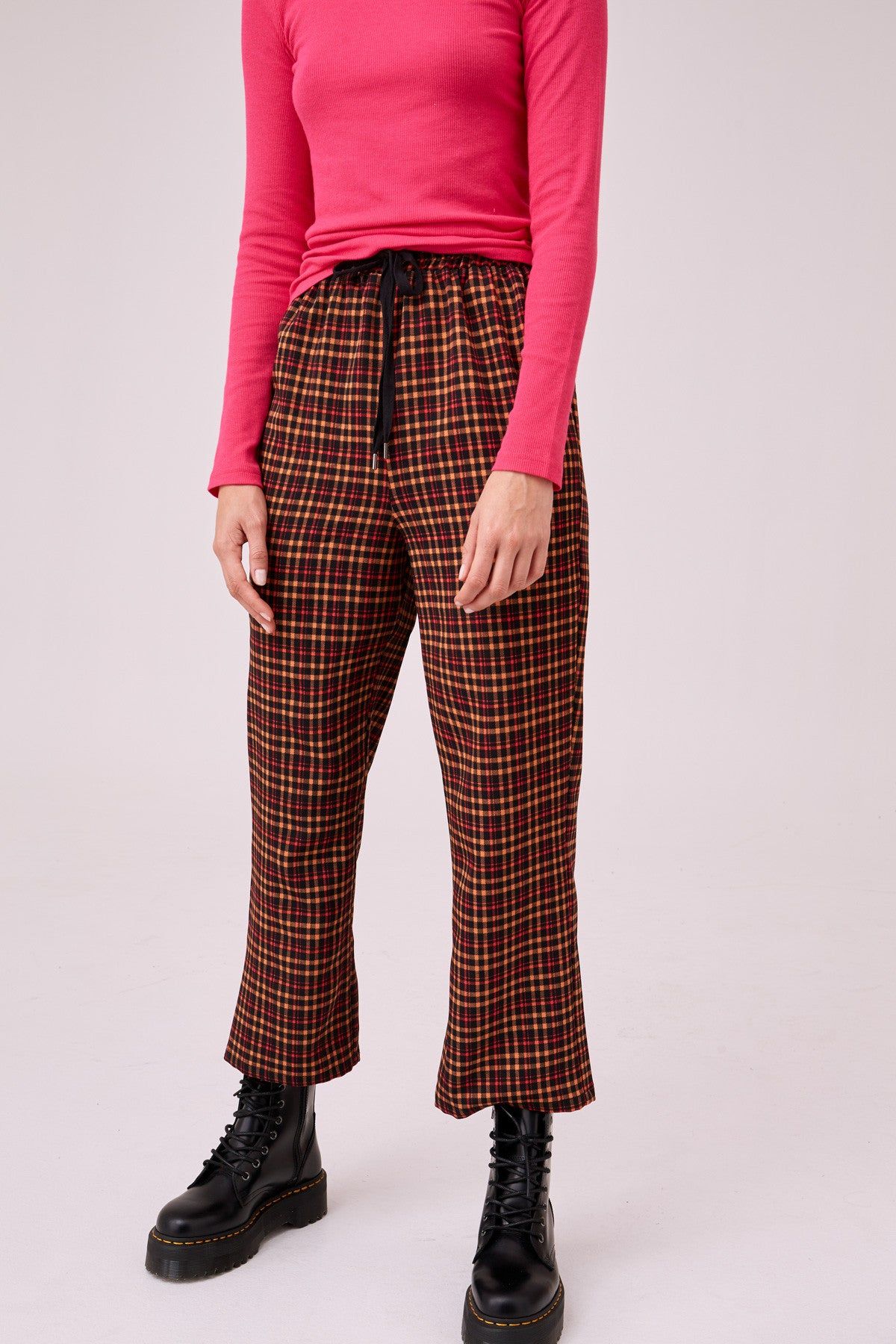 HONORS CHECK PANT orange w black sold by The Fifth Label product image thumbnail 4