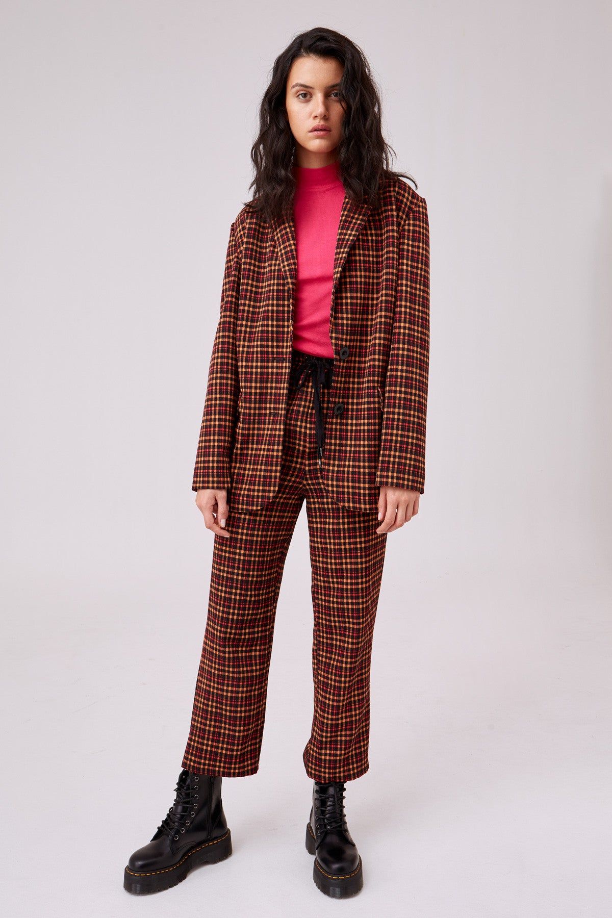 HONORS CHECK PANT orange w black sold by The Fifth Label product image thumbnail 2