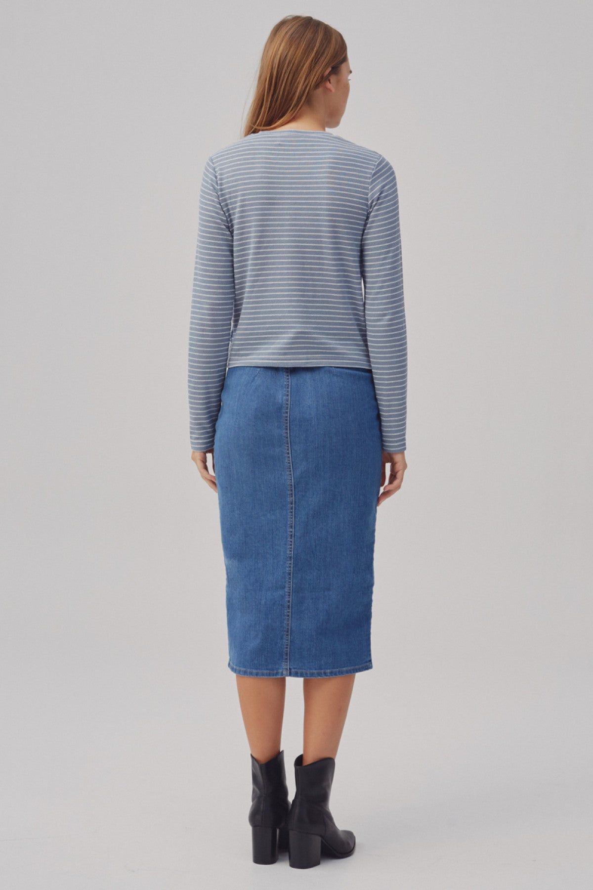 DIGITAL STRIPE TOP dusty blue w white sold by The Fifth Label product image thumbnail 5