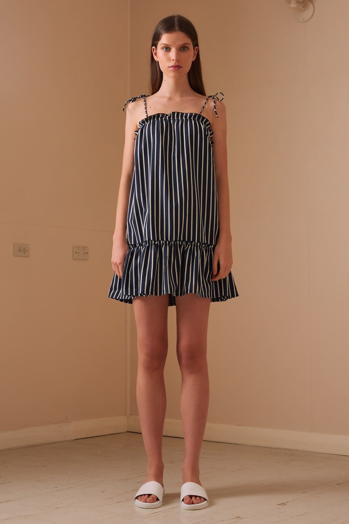 POPPY STRIPE DRESS navy w white sold by The Fifth Label product image thumbnail 2