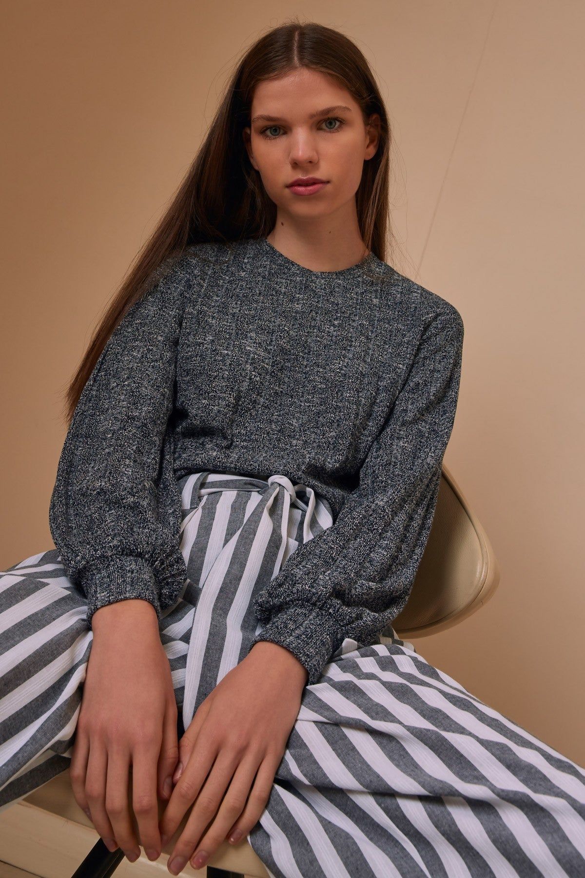 JASMINE LONG SLEEVE TOP navy marle sold by The Fifth Label product image thumbnail 2