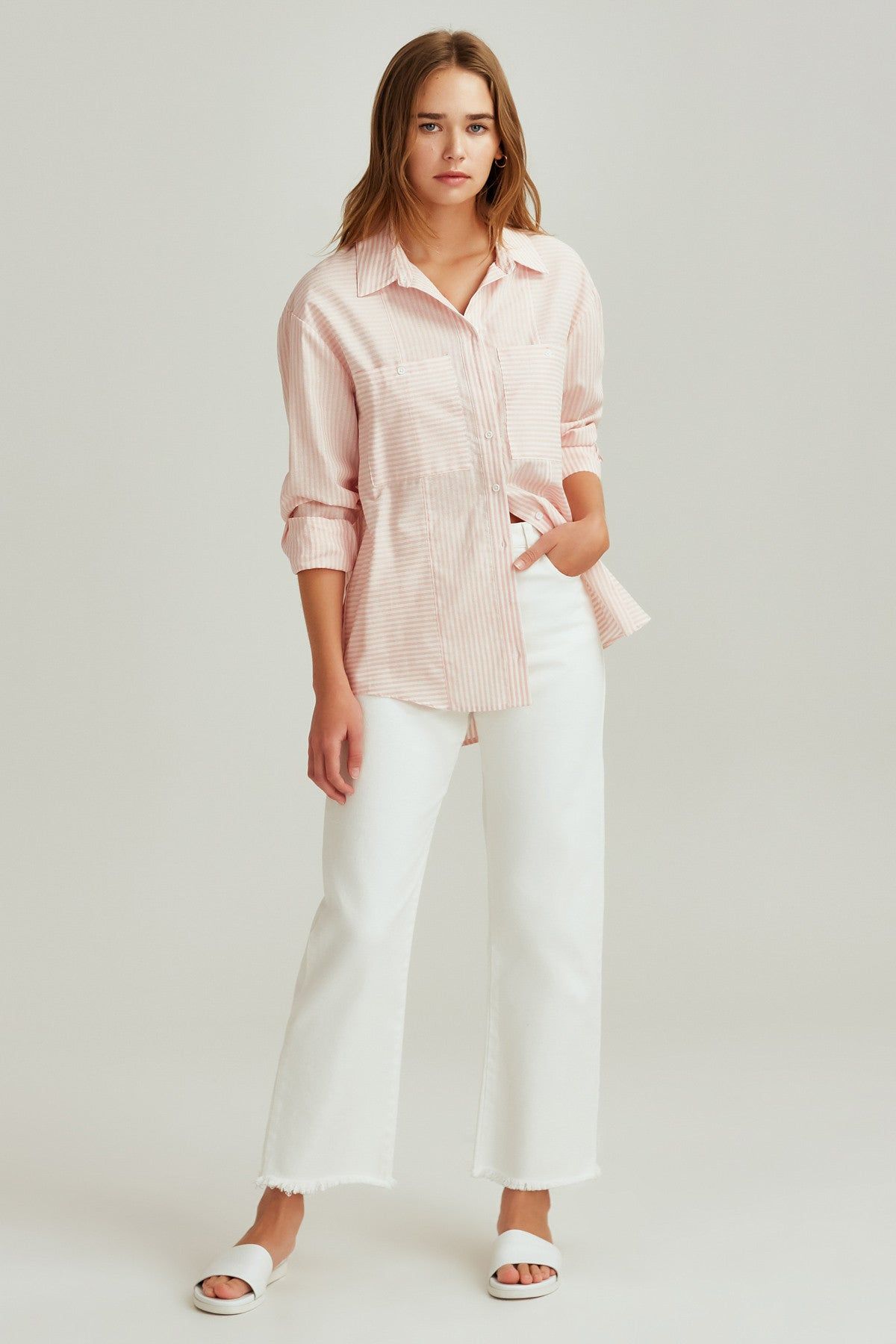 SAVANNAH STRIPE SHIRT red w white sold by The Fifth Label