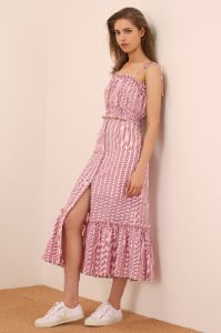 KITE STRIPE SKIRT red w white sold by The Fifth Label