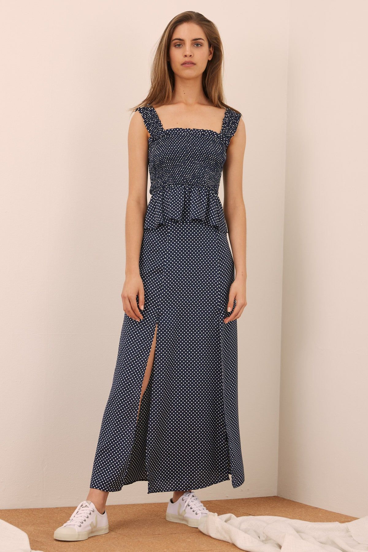 FOUNTAIN SKIRT navy w white sold by The Fifth Label