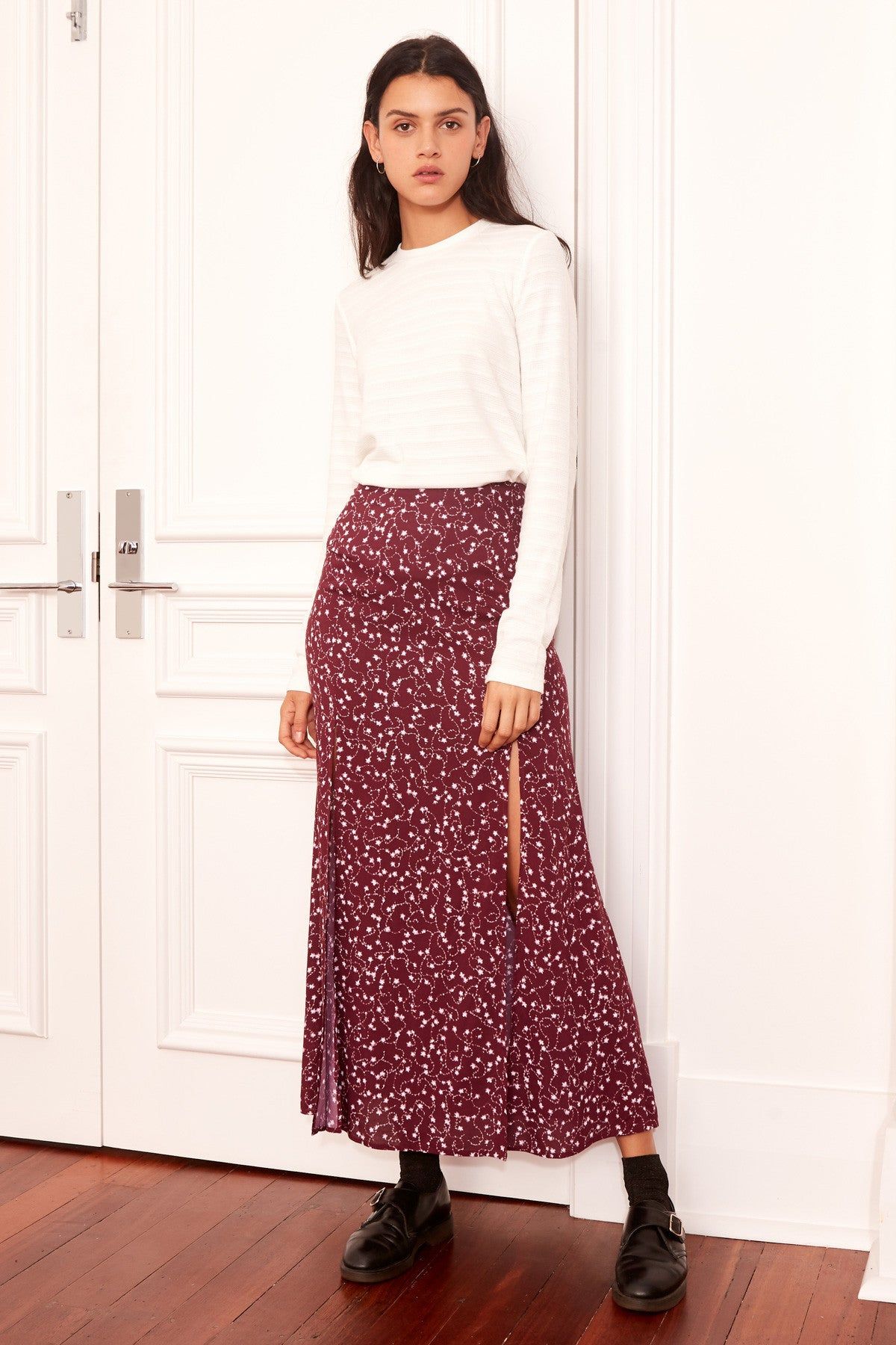 CELEBRATED SKIRT plum sparkler sold by The Fifth Label