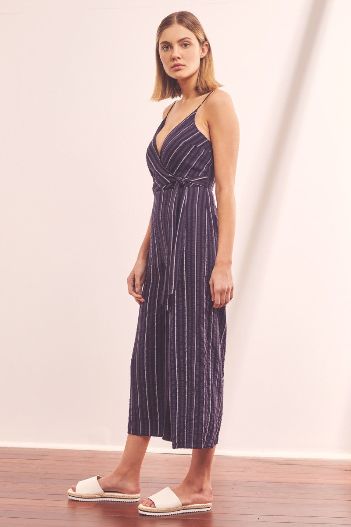 COAST STRIPE JUMPSUIT navy w white sold by The Fifth Label product image thumbnail 3