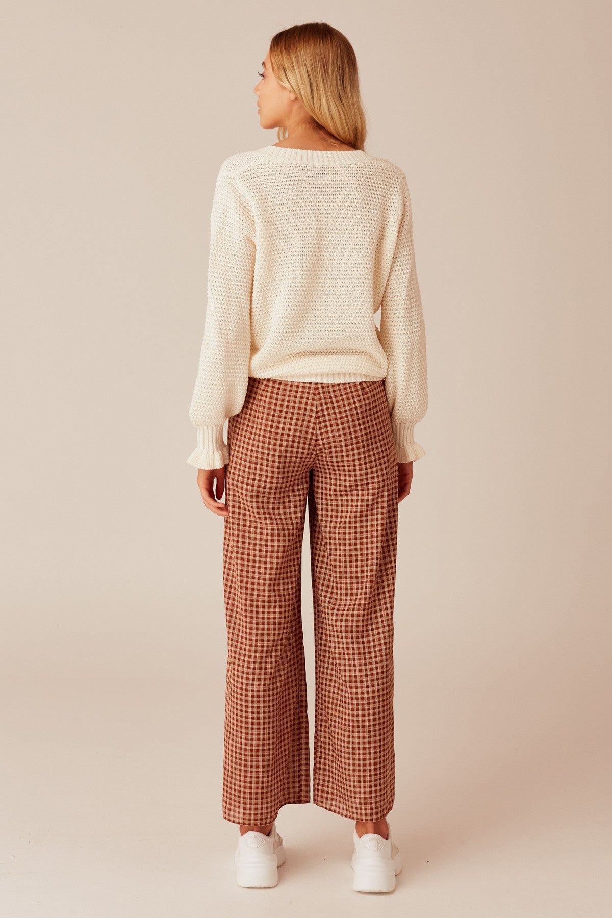 LONGITUDE CHECK PANT toffee w cream sold by The Fifth Label product image thumbnail 4