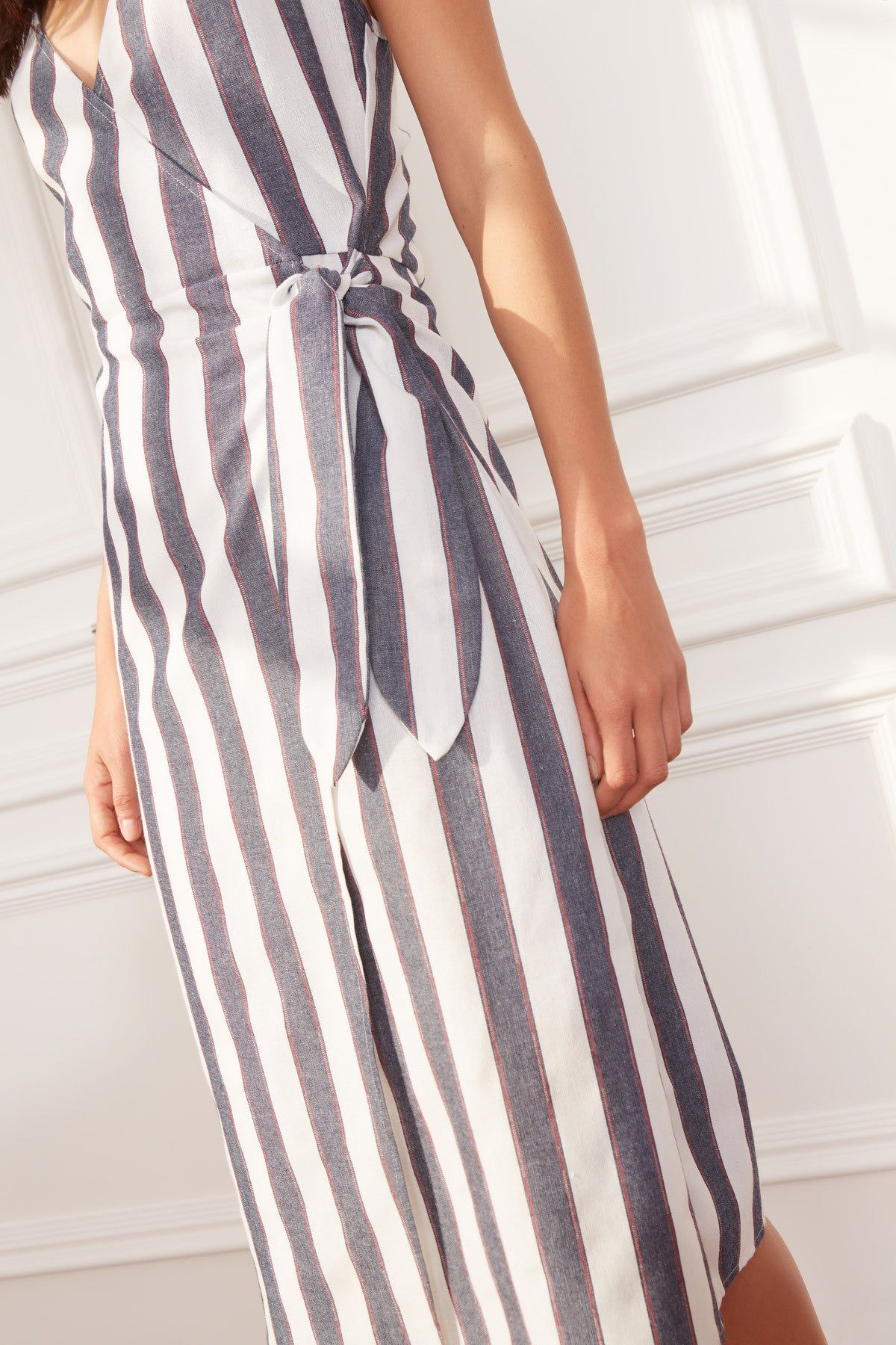 SEQUENCE STRIPE MIDI DRESS navy w ivory sold by The Fifth Label product image thumbnail 5