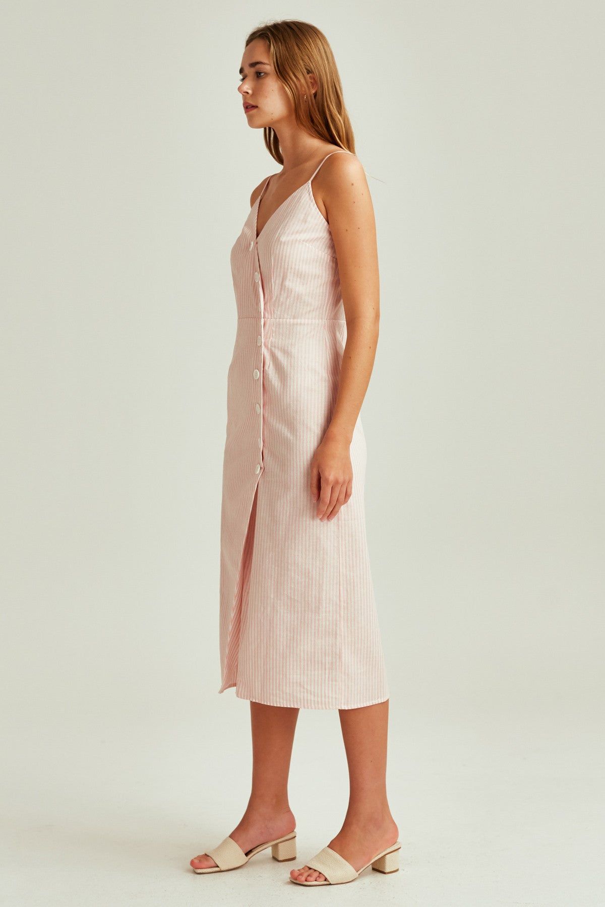 SAVANNAH STRIPE MIDI DRESS red w white sold by The Fifth Label product image thumbnail 3