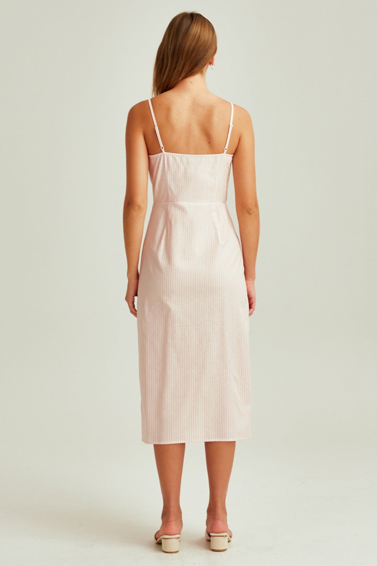 SAVANNAH STRIPE MIDI DRESS red w white sold by The Fifth Label product image thumbnail 4