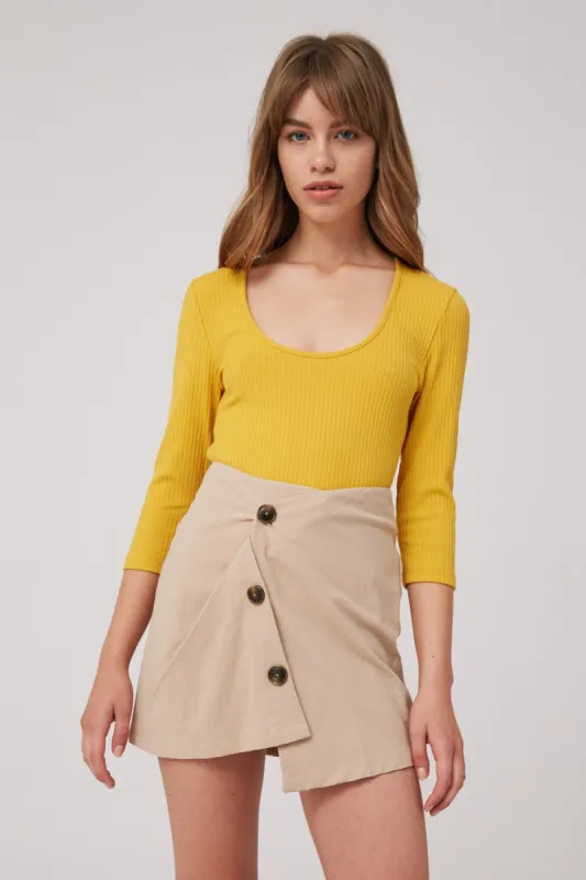 SOLAR LONG SLEEVE TOP mustard sold by The Fifth Label