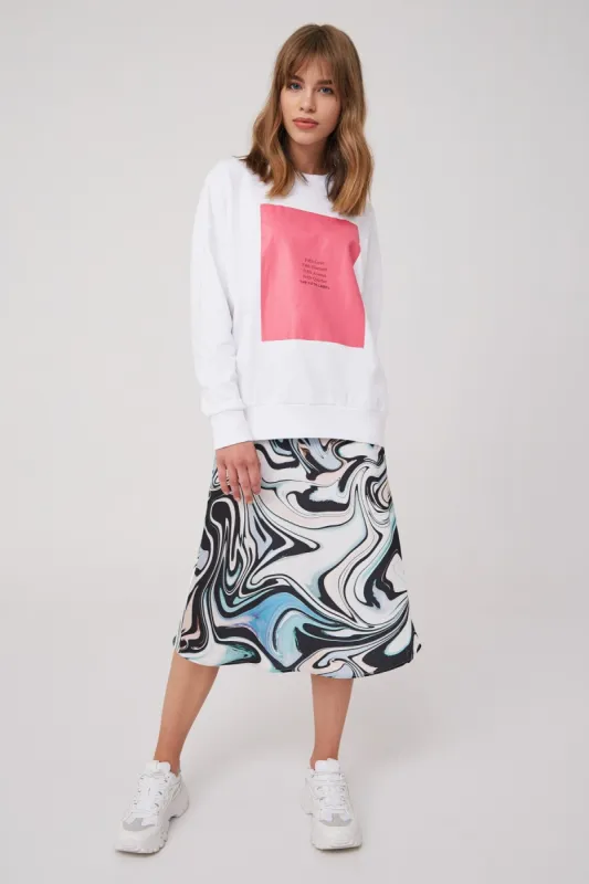 BOUND SWEATER white w pink sold by The Fifth Label