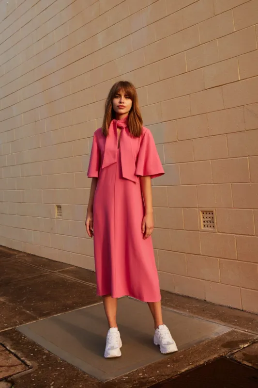 BELIEVE MIDI DRESS pink sold by The Fifth Label