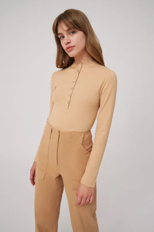 THEME LONG SLEEVE TOP natural sold by The Fifth Label