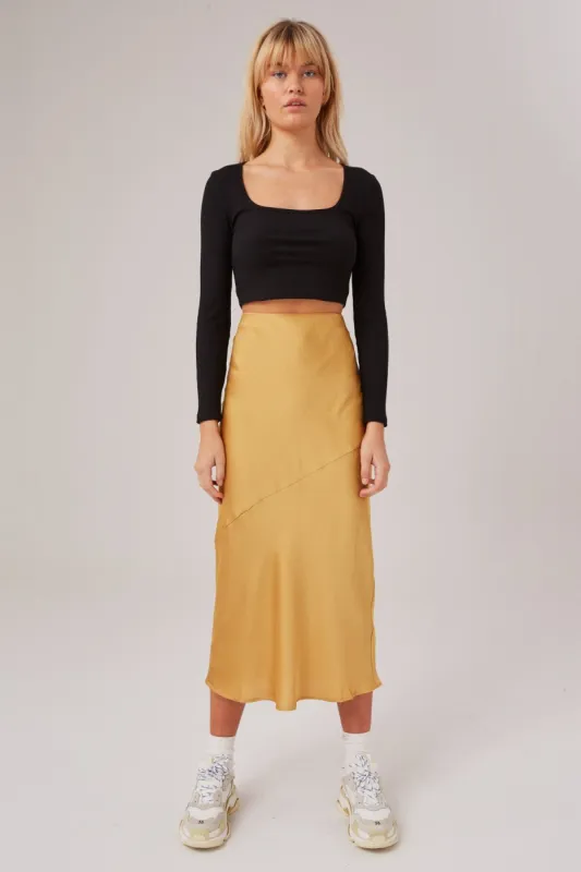 POPULATION SKIRT golden yellow sold by The Fifth Label