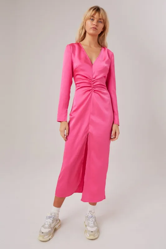 POPULATION LONG SLEEVE DRESS hot pink sold by The Fifth Label