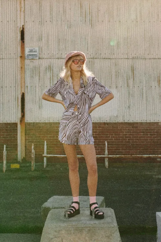 ENDANGER TOP chocolate w white zebra sold by The Fifth Label