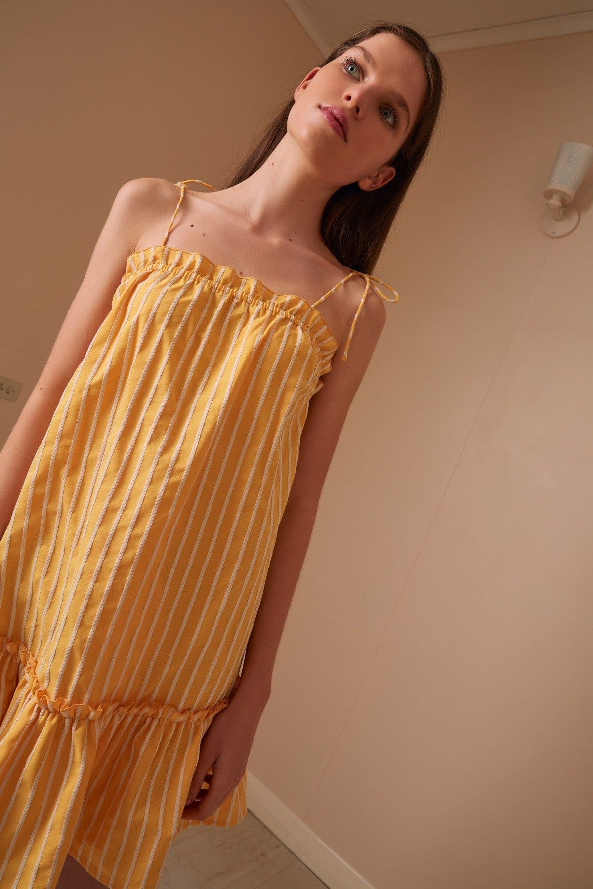 POPPY STRIPE DRESS yellow w white sold by The Fifth Label product image thumbnail 3