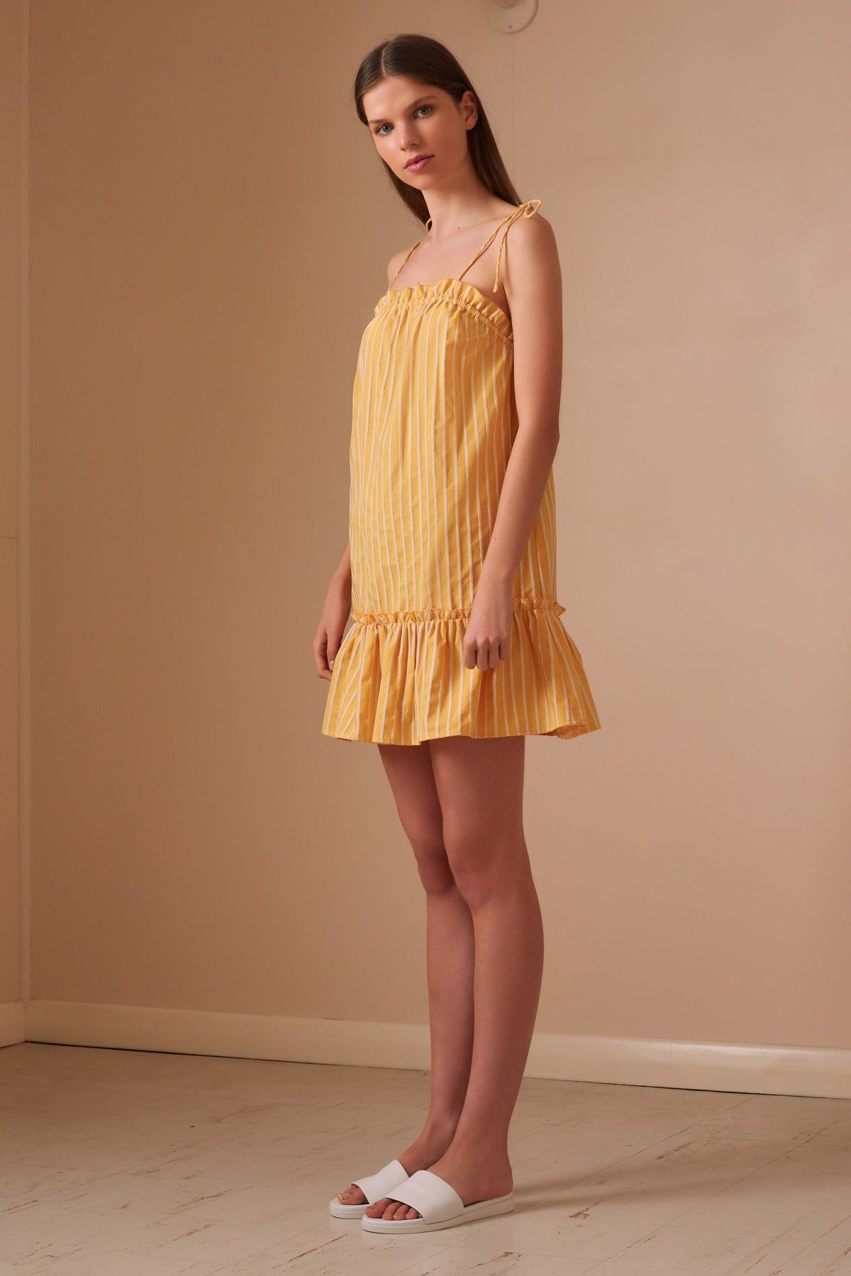 POPPY STRIPE DRESS yellow w white sold by The Fifth Label product image thumbnail 5