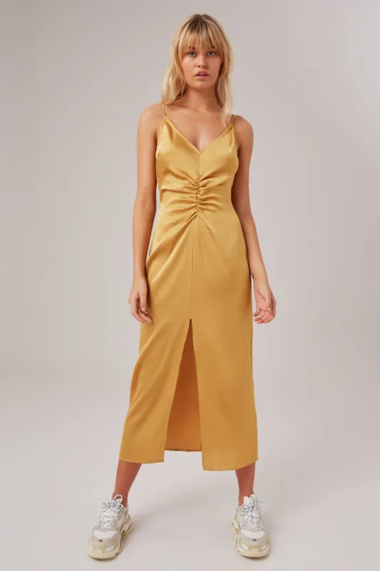 POPULATION DRESS golden yellow sold by The Fifth Label