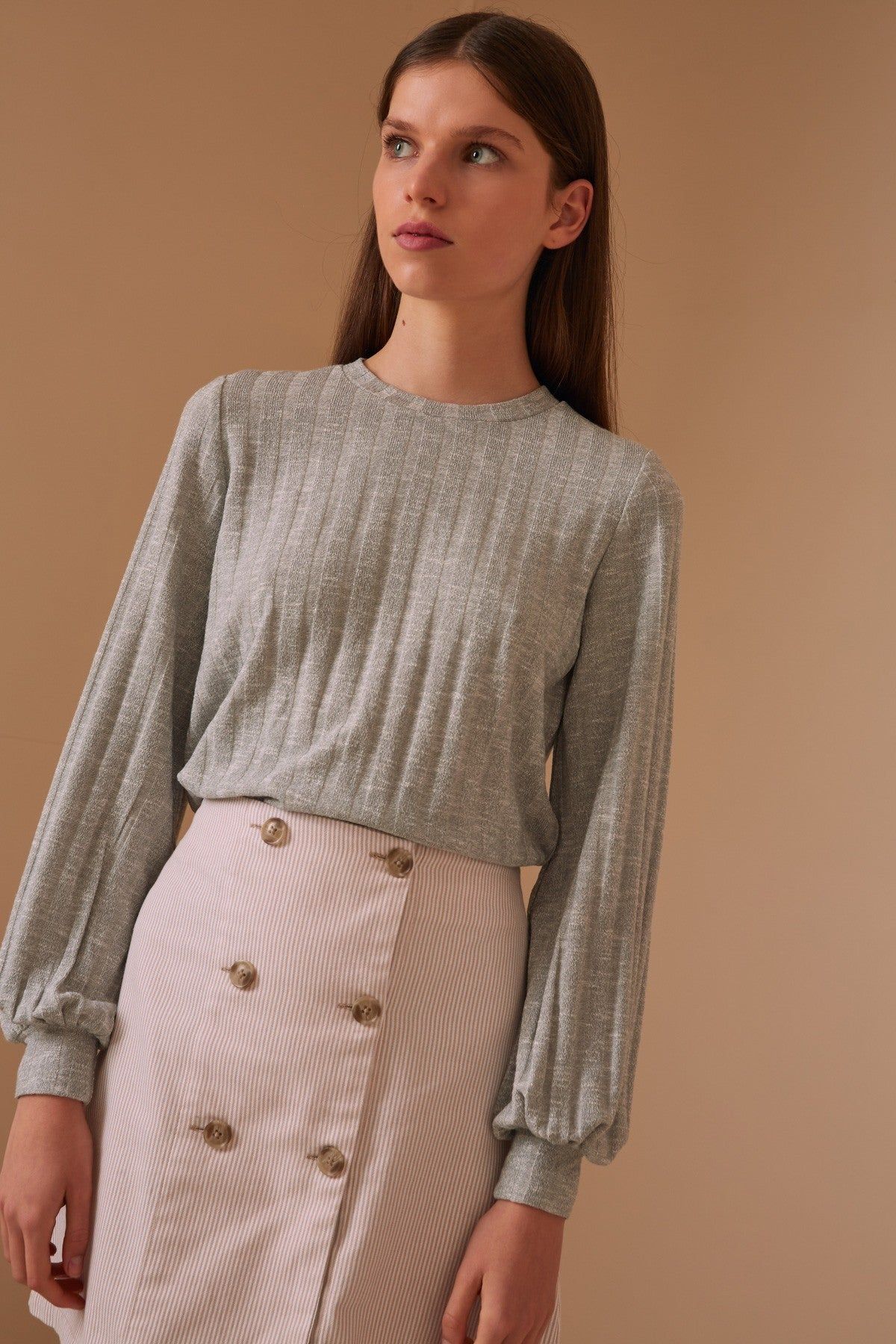 JASMINE LONG SLEEVE TOP grey marle sold by The Fifth Label product image thumbnail 5