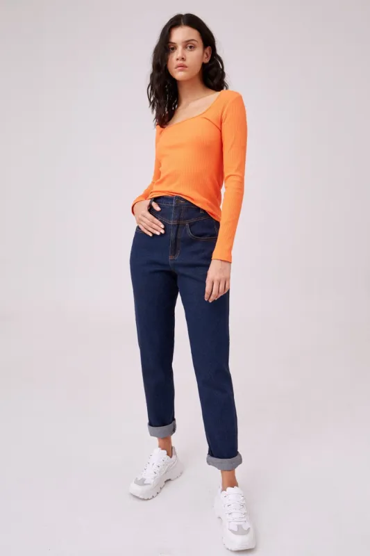 SOLARIZE LONG SLEEVE TOP orange sold by The Fifth Label
