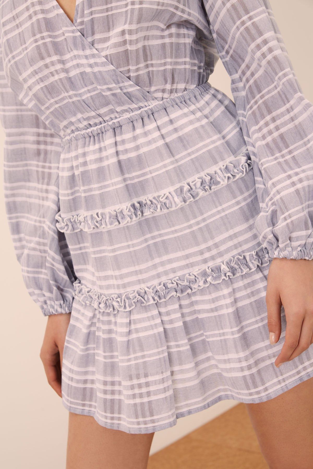 IVY STRIPE LONG SLEEVE DRESS grey w white sold by The Fifth Label product image thumbnail 3