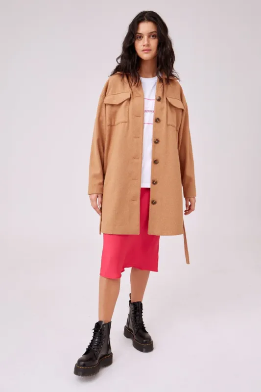 BEWARE COAT tan sold by The Fifth Label
