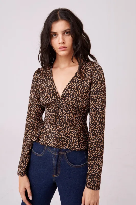 OPTICAL LONG SLEEVE TOP black spot sold by The Fifth Label